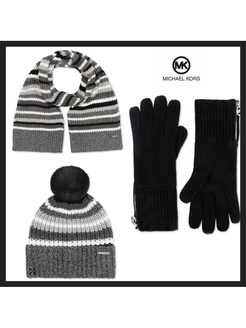 MICHAEL KORS Women's Scarf Beanie Hat Gloves Set
